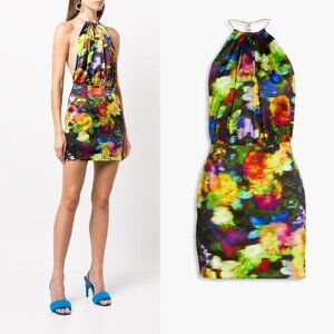 Retrofete Anahita Halterneck Mini Dress in Electric Floral Small NWT